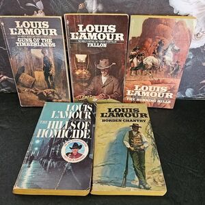 Vintage LOUIS L'AMOUR PB Books - SET OF 5 - Hills Homicide Burning Fallon Borden
